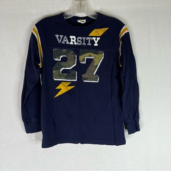 Crazy 8 T Shirt Boys Blue Varsity Camo Lightening Bolt 27 Long Sleeve L 10-12 - Picture 2 of 7